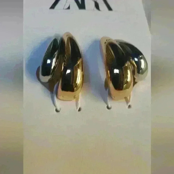 Zara Gold/Silver Tone Cuff Earrings - Picture 2 of 4